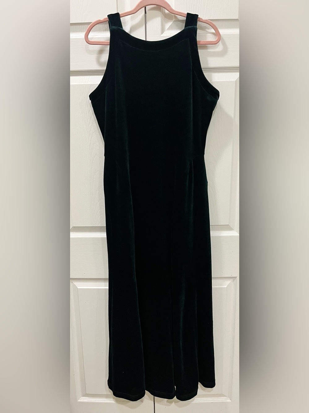 Vintage Regine Los Angeles Emerald Green Velvet Sleeveless Maxi Dress Size Large